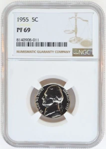 1955 Jefferson Nickel NGC Certified PF69 - Picture 1 of 2