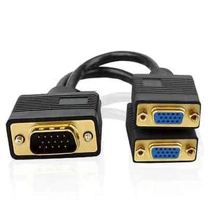 High Quality15Pin VGA Line One TO Two SVGA Monitor New Cable Lead Y Splitter - Bild 1 von 1