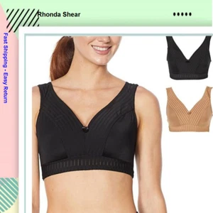 Rhonda Shear 2pk Striped Mesh"Curve Envy"Pin-Up Bra w/Removable Pads 743-453,2X - Picture 1 of 6