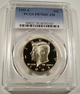 1991-S 50c PCGS PR70DCAM KENNEDY HALF DOLLAR CLAD PROOF DEEP CAMEO PR 70 DC - Picture 1 of 4