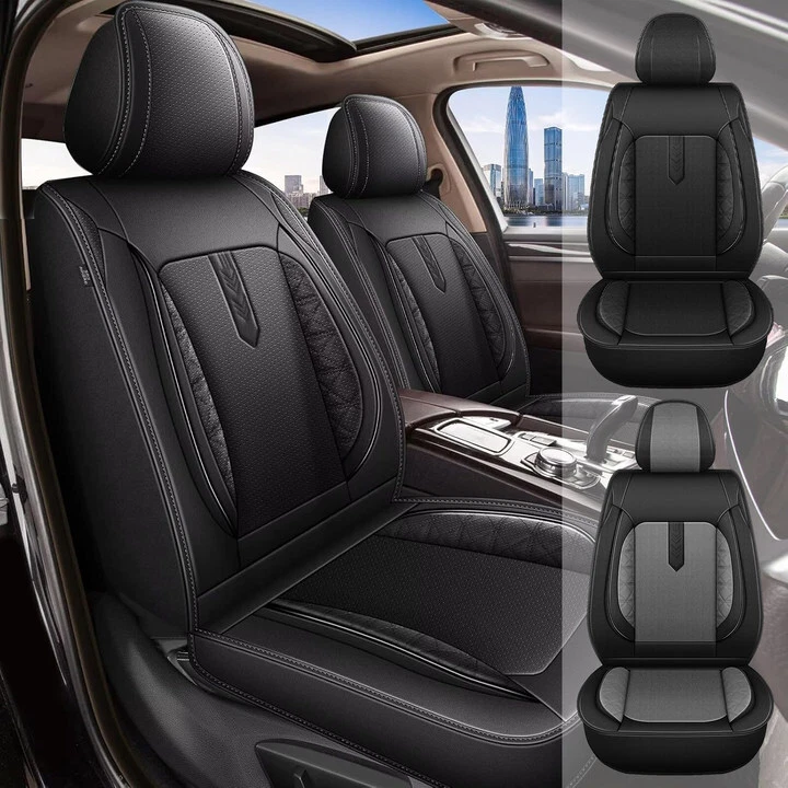 For Lincoln MKS 2009-2016 Car 2/5Pcs Seat Covers PU Leather Black/Gray Cushion Foto 1 de 1