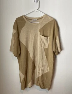 Zara Men’s Cream Colored Textured Short Sleeve Shirt- Size M- - Picture 1 of 4
