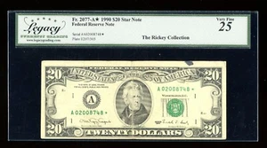 DBR 1990 $20 FRN Boston STAR Fr. 2077-A* Legacy 25 Serial A02008748* - Picture 1 of 2