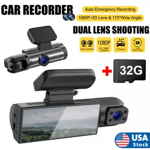 Dash cam 32G Wifi doppio obiettivo 1080P HD 170° registratore DVR auto fotocamera sensore G - Foto 1 di 12
