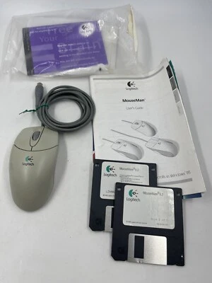 Vintage Logitech Scroll Wheel PS/2 Mouse Model M-C48 With Installation Disc - Image 1 of 4