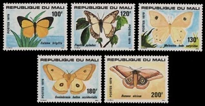 Mali 1979 - Mi-N.o 719-723 ** - Estampillada sin montar o nunca montada - Mariposa / Mariposa - Imagen 1 de 1