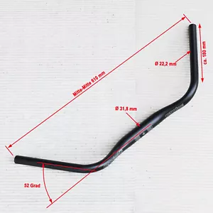 Humpert Ergotec Stuttgarter PG Lenker Alu Ø 31,8 mm 610 mm schwarz 52 Grad - Bild 1 von 4
