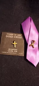 (2) LAPEL PINS Cross And Bow Religious Fisher Of MEN Christian Pins GOLD Tone. - Picture 1 of 3