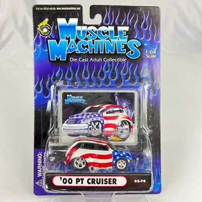 Muscle Machines ‘00 PT Cruiser #02-84 1/64 Scale Dia Cast Red White Blue Car - Image 1 of 4
