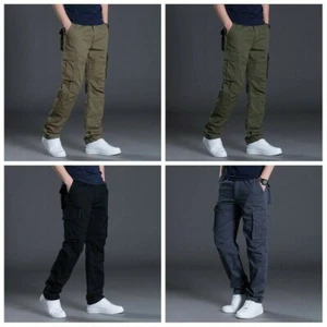 Men Multi Pockets Cargo Pants Trousers Casual Straight Loose Summer Fashion Long - Picture 1 of 14