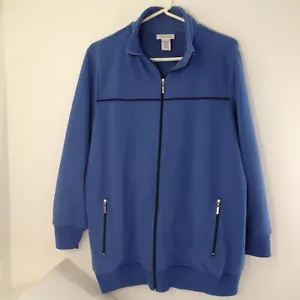 Womens Avenue Blue Full Zip Up Long Sleeve Sweatshirt Jacket Size 16-18 - Picture 1 of 12