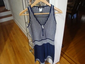 FAB NANETTE LEPORE 92% COTTON/8% ELASTANE V NK SWEATER KNIT 1/3 ZIP DRESS SZ XS - Picture 1 of 8