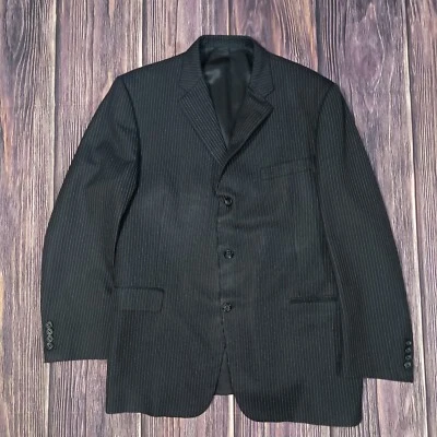 Abrigo deportivo blazer Burberry London 46R negro a rayas 100 % lana Foto 1 de 4