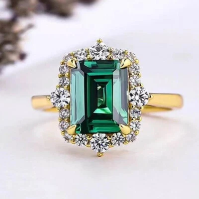 Berloque de anel de casamento feminino folheado a ouro amarelo 18k com zircônia cúbica tamanho 6-10 - Imagem 1 de 4