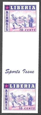 Liberia 1955, béisbol 10c, prueba prueba prueba imperforada, par de canalones, #C88 Foto 1 de 2