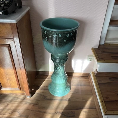 Blumen Topf Säule Blumentopf Keramik Dekoration Silberdistel Kerzenhalter Vase - Bild 1 von 4