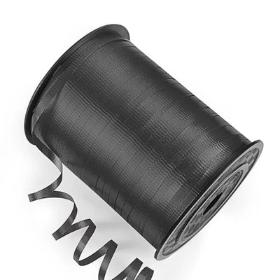500 Yards Curling Ribbon Black, 1/5" Wide Curling Ribbons - Ideal Crimped Black - Image 1 of 4