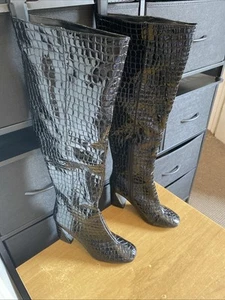 Miss Selfridge Black Croc boots Size 7 (39) - Picture 1 of 10