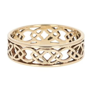 6.9mm Open Celtic Knot Wedding Band Ring 10k Yellow Gold 4.46 Grams Size 11.5 - Image 1 of 4