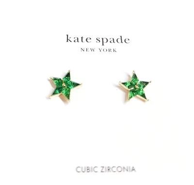 Pendientes estrella Kate Spade Cosmos verde esmeralda circonita cúbica KJ361 NUEVOS CON ETIQUETAS Foto 1 de 4