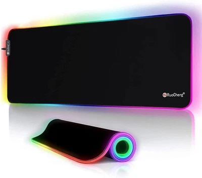 Gaming Mousepad, 12 Effetti Luce RGB Grande Mouse Pad, 800 x 300 mm Superficie - Immagine 1 di 4