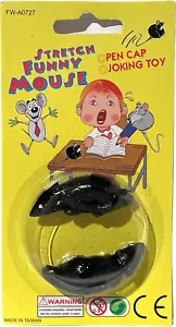 Confezione 2 Topi STRETCH FUNNY MOUSE Bavaglio Scherzo Trucco Magico Gomma Si Allunga a 12" - Foto 1 di 4