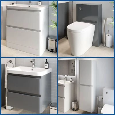 Bathroom Vanity Unit Basin Storage Cabinet Toilet WC Soft Close Furniture Sets