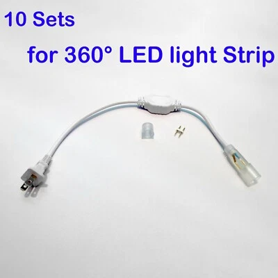 10pcs Power Cord Connector Line for W0.6" 360° Degree Round LED Neon Light Strip - Image 1 of 4
