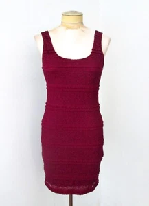 Nuevo con etiquetas Forever 21 Borgoña Niveles Encaje Elastizado Tejido ceñido al cuerpo Vestido Club Sin mangas S - Imagen 1 de 6