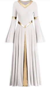 Women Praise Worship Dance Dress Color Block Liturgical Ballroom - Picture 1 of 2