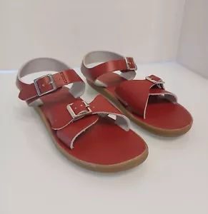 FootMates Tide Red Leather Strap Sandals Size 3 Big Girls With Buckles - Picture 1 of 5