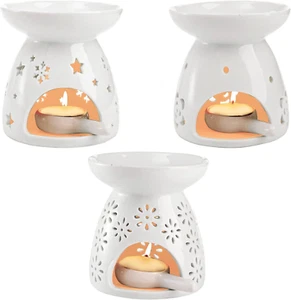 Set of 3 Ceramic Tealight Candle Holder, Essential Oil Burner Wax Melt Burners - Picture 1 of 12