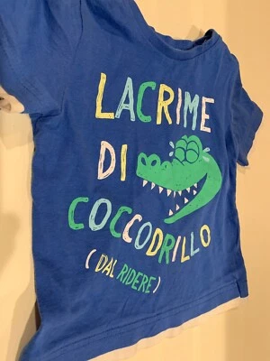 IDOKE Baby Boy 12 Months Short Sleeve Blue Crocodile Shirt - Image 1 of 4