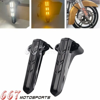 Luces de circulación LED giratorias de horquilla delantera para Harley Touring FLHR FLHTK FLHXS 2014-2020 Foto 1 de 4