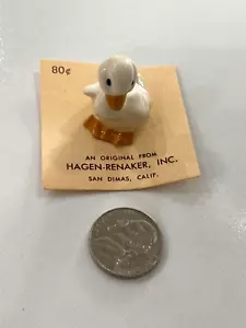Figura de pájaro pato blanco miniatura Hagen Renaker de colección en tarjeta de papel original NUEVO - Imagen 1 de 6