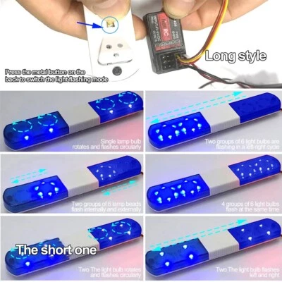 Customizable LED Flashing Light Bar for RC Car Models 9 Modes CH3 Controlled - Image 1 of 4