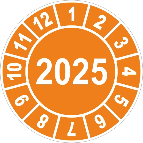10 Stück UVV Prüfplaketten 2025 Plaketten Wartung Prüfung BGV Ø30mm Orange 6204