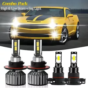 For Chevrolet Camaro 2010 2011-2013 LED Headlight Hi/Lo Beam+Fog Light Bulbs Kit - Picture 1 of 11