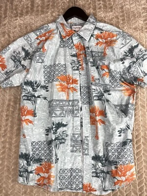 Camisa Haggar de manga corta con botones hawaiana de bolos 100 % algodón grande para hombre Foto 1 de 4