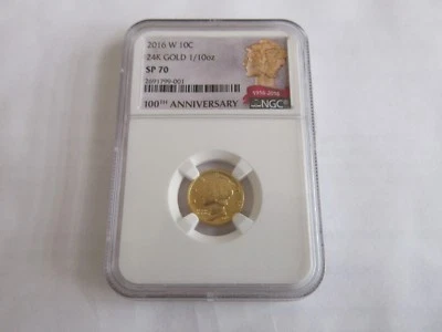2016-W  Winged Liberty Head (Mercury Dime), Gold , NGC ,100th Anniversary , SP70 - Image 1 of 4