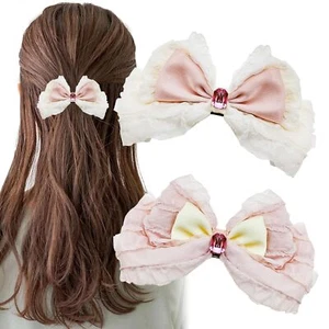 2PCS Valentine Hair Bow Clips Alligator Barrettes for Women Pink Heart Design - Picture 1 of 7