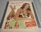 1945 RC Cola Royal Crown soda gène Tierney en maillot de bain fleuri vintage imprimé annonce