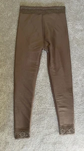 Womens Brown Leggings Size S/M Brown Lace Lined  Stretch High Rise - Picture 1 of 11