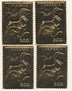 4 Goldmarken Dinosaurier Tansania - Picture 1 of 1