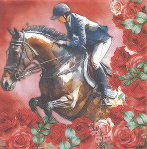 3 Lunch Papier Servietten Napkins (Z5-14) Reiten Pferd Springreiten - Bild 1 von 1