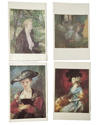 4 Masterpiece pictures spare cards for art auction game Gainsborough Degas H - Image 1 of 2