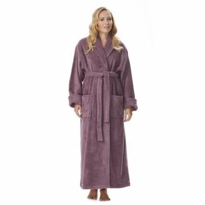 Women's Long Thick Full Length Shawl Collar Luxury Turkish Cotton Bathrobe Robe - Image 1 of 4
