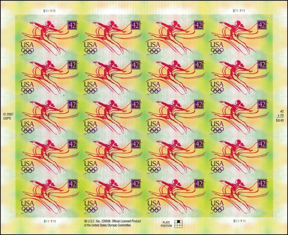 Bejing Summer Olympics Sheet of Twenty 42 Cent Postage Stamps Scott 4334 - Image 1 of 1