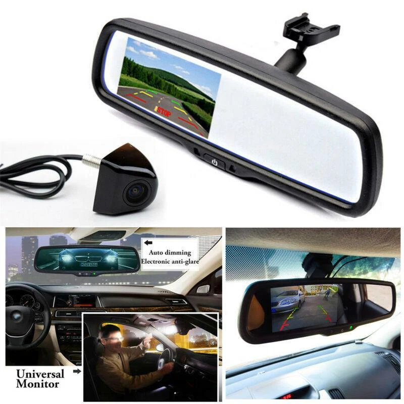 Автоматическое затемнение TFT LCD зеркало заднего вида монитор с задней камеры ночного видения 4,3"  - Изображение 1 из 4