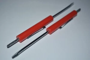 Mini Schraubendreher Flachspitze mit Kreuzschlitz Top und Taschenclip wie Aufknapp 2 STCK. - Bild 1 von 4